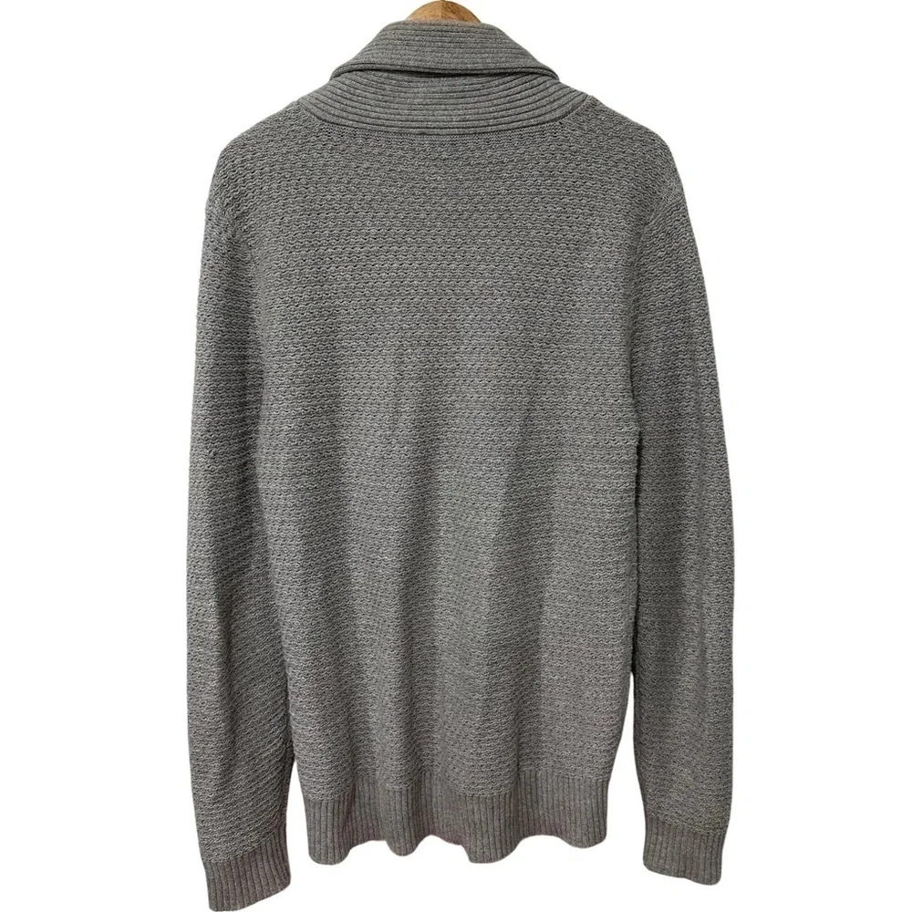 Rails Button Front Shawl Collar Cardigan Large Grey Preppy Heritage GUC READ